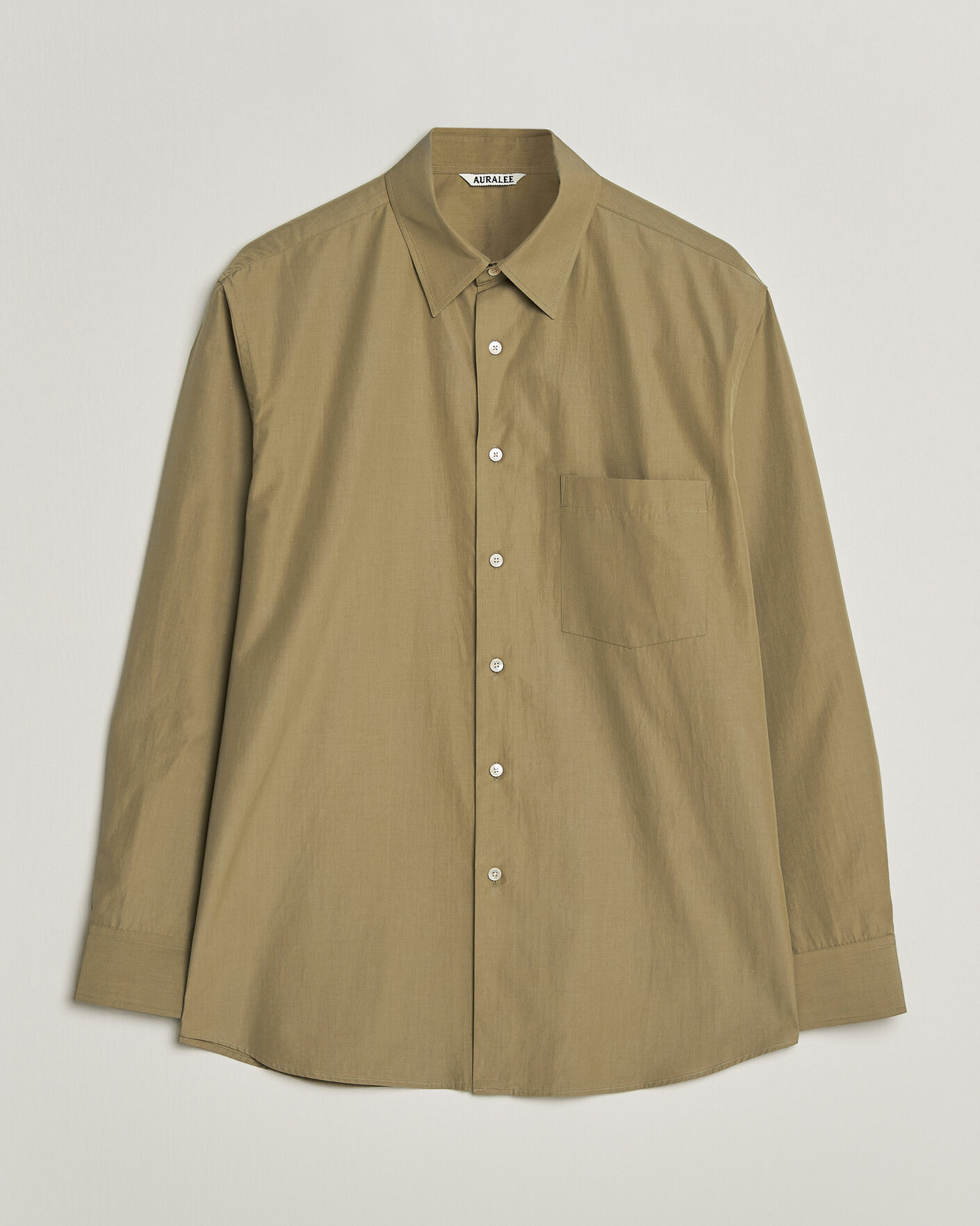 Men | Shirts | Auralee | Finx Light Weather Chambray Shirt Olive Brown