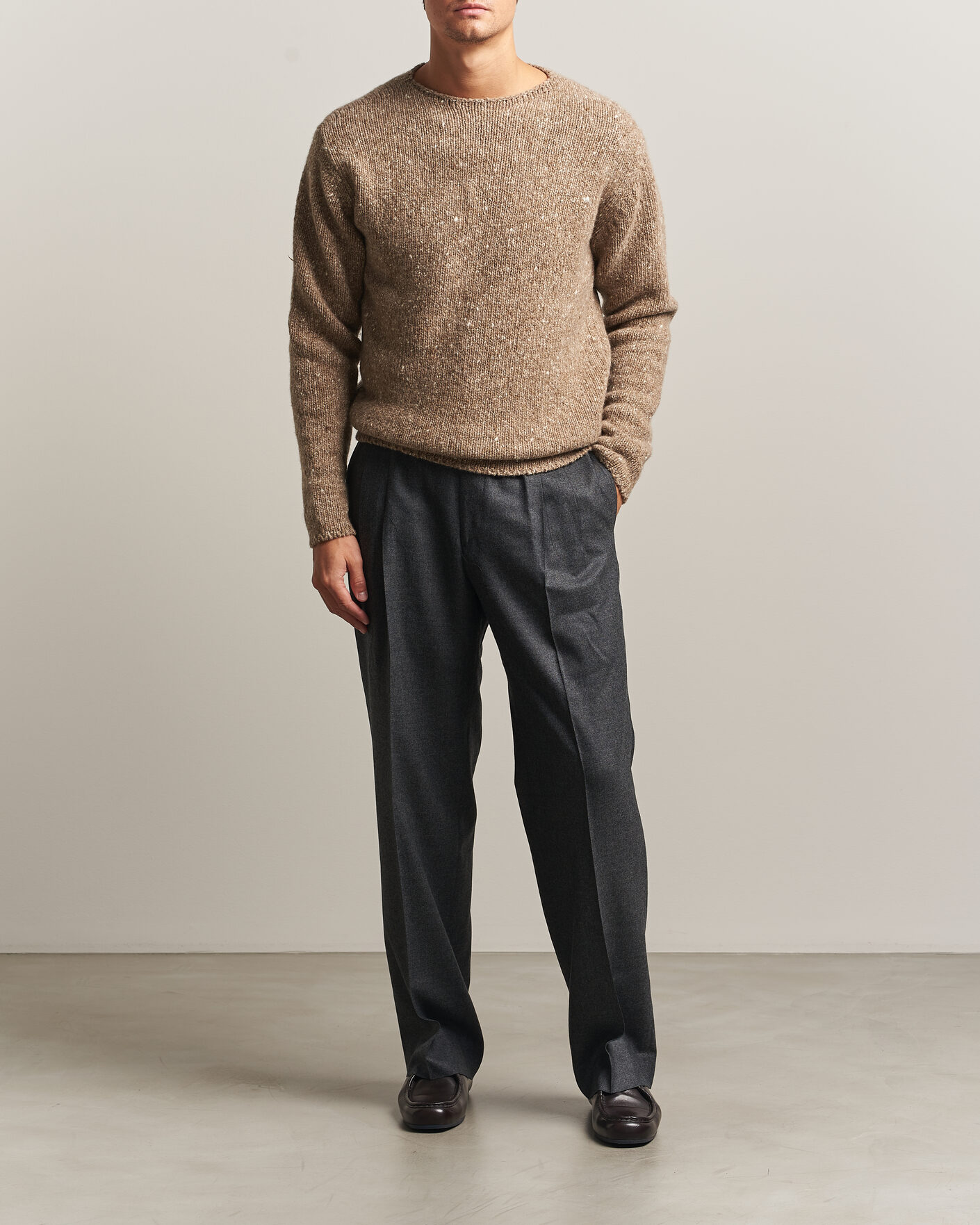 Men | Sweaters & Knitwear | Auralee | Homespun Tweed Knit Pullover Top Brown