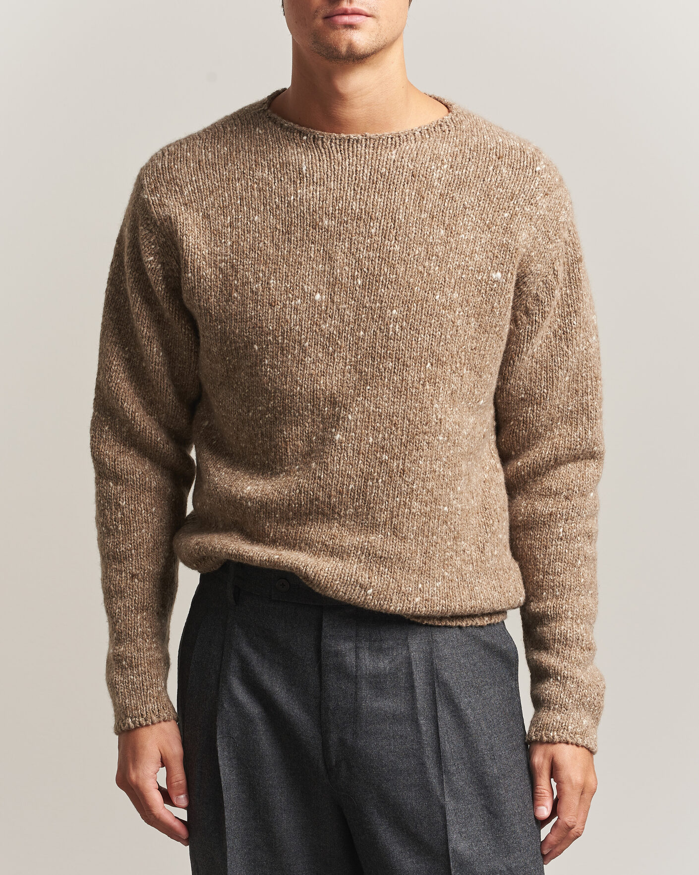 Men | Sweaters & Knitwear | Auralee | Homespun Tweed Knit Pullover Top Brown