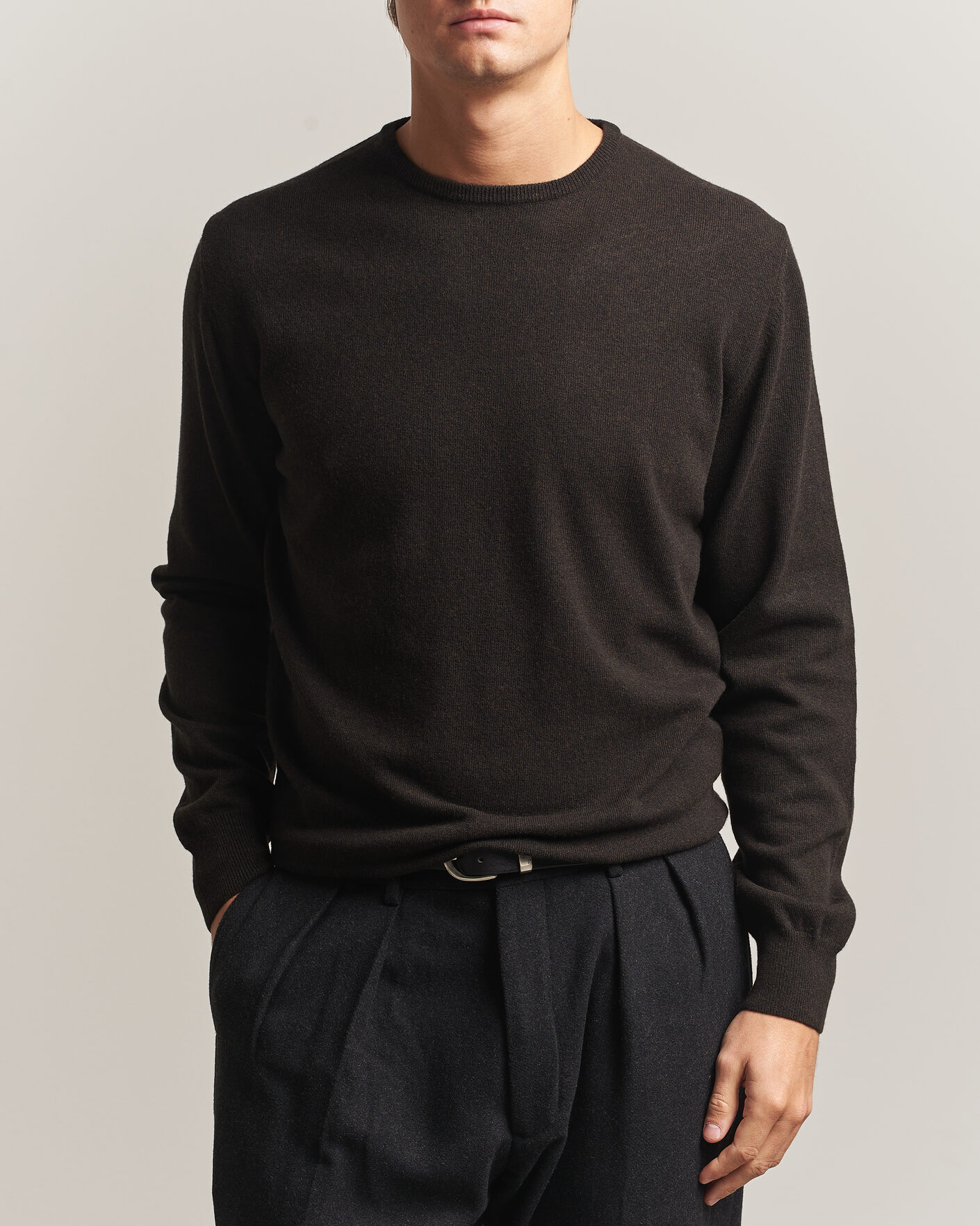 Men | Sweaters & Knitwear | Morgano | Wool/Cashmere Crewneck Dark Brown