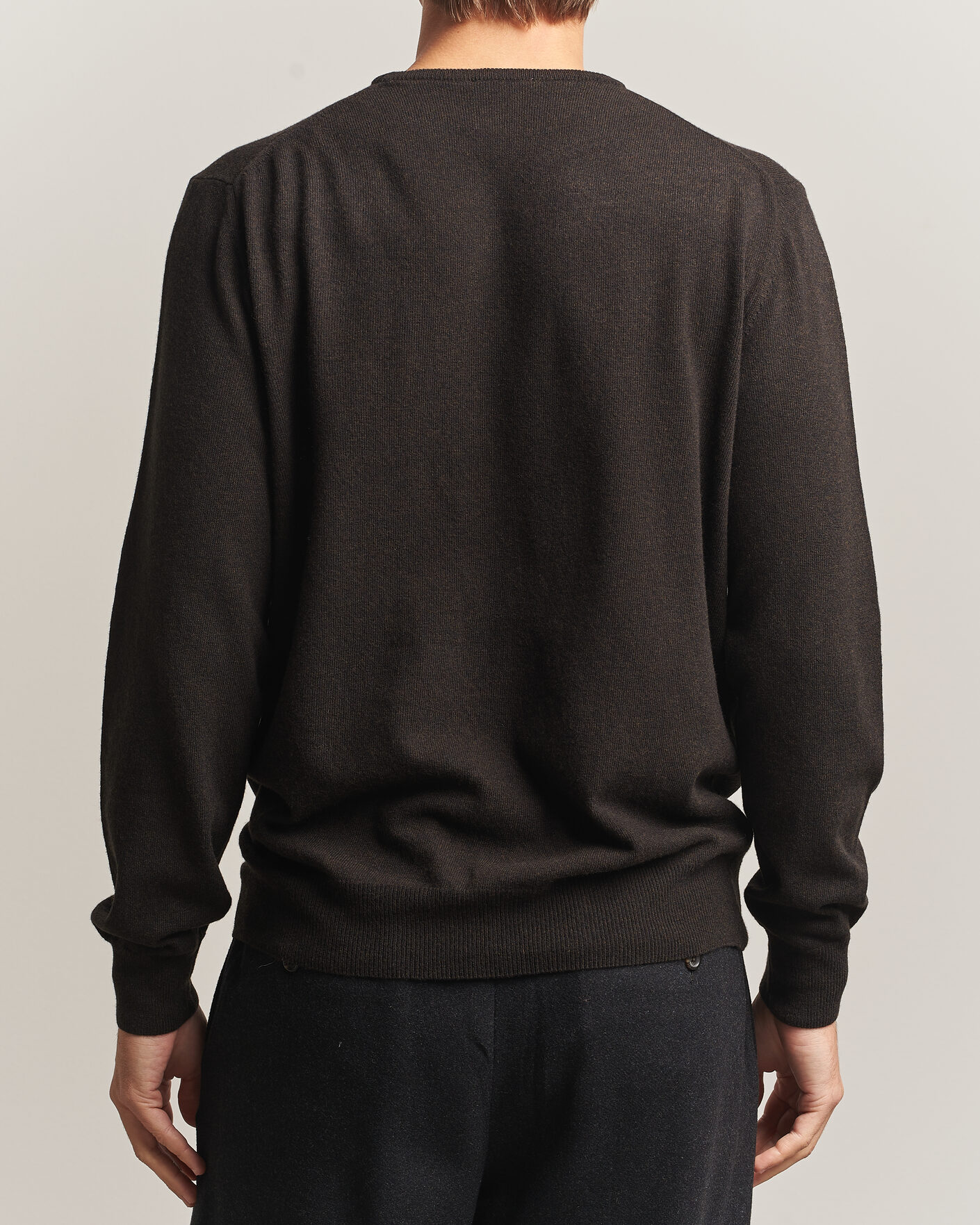 Men | Sweaters & Knitwear | Morgano | Wool/Cashmere Crewneck Dark Brown