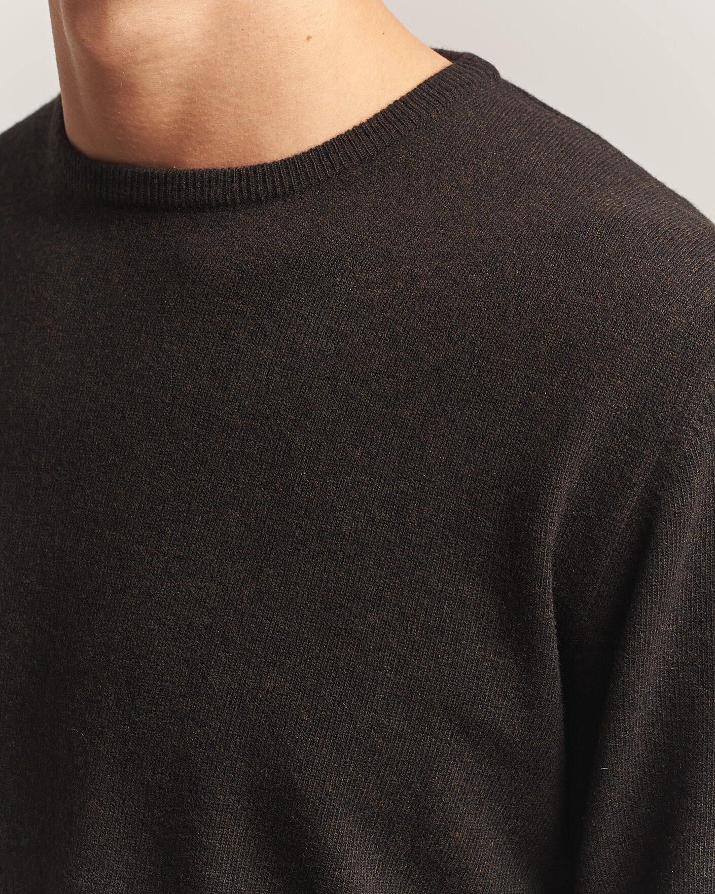 Men | Sweaters & Knitwear | Morgano | Wool/Cashmere Crewneck Dark Brown