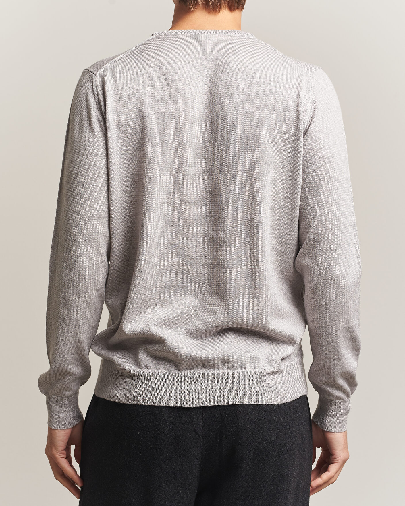 Men | Sweaters & Knitwear | Morgano | Extra Fine Merino Wool Crewneck Light Grey