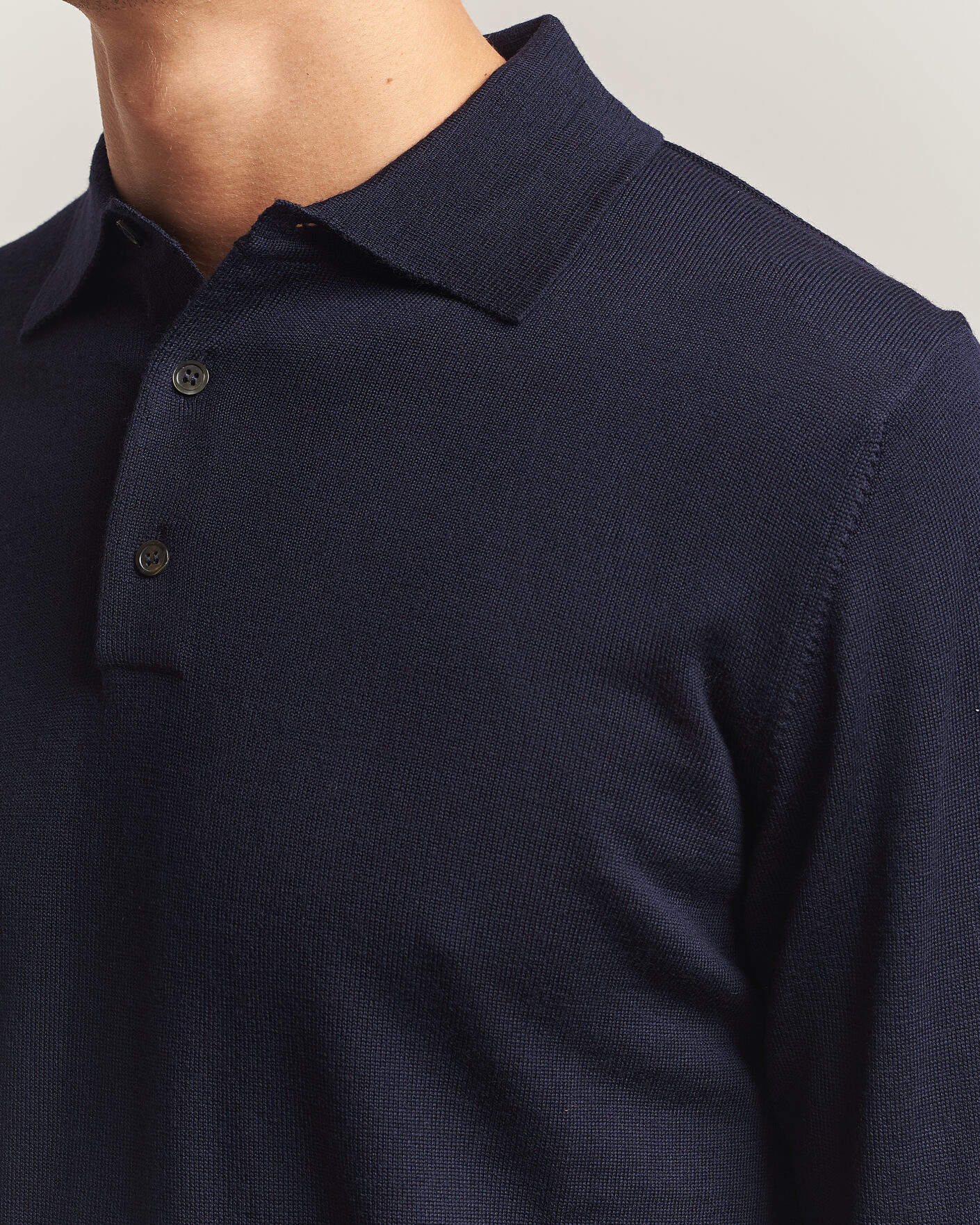 Men | Sweaters & Knitwear | Morgano | Extra Fine Merino Wool Polo Navy