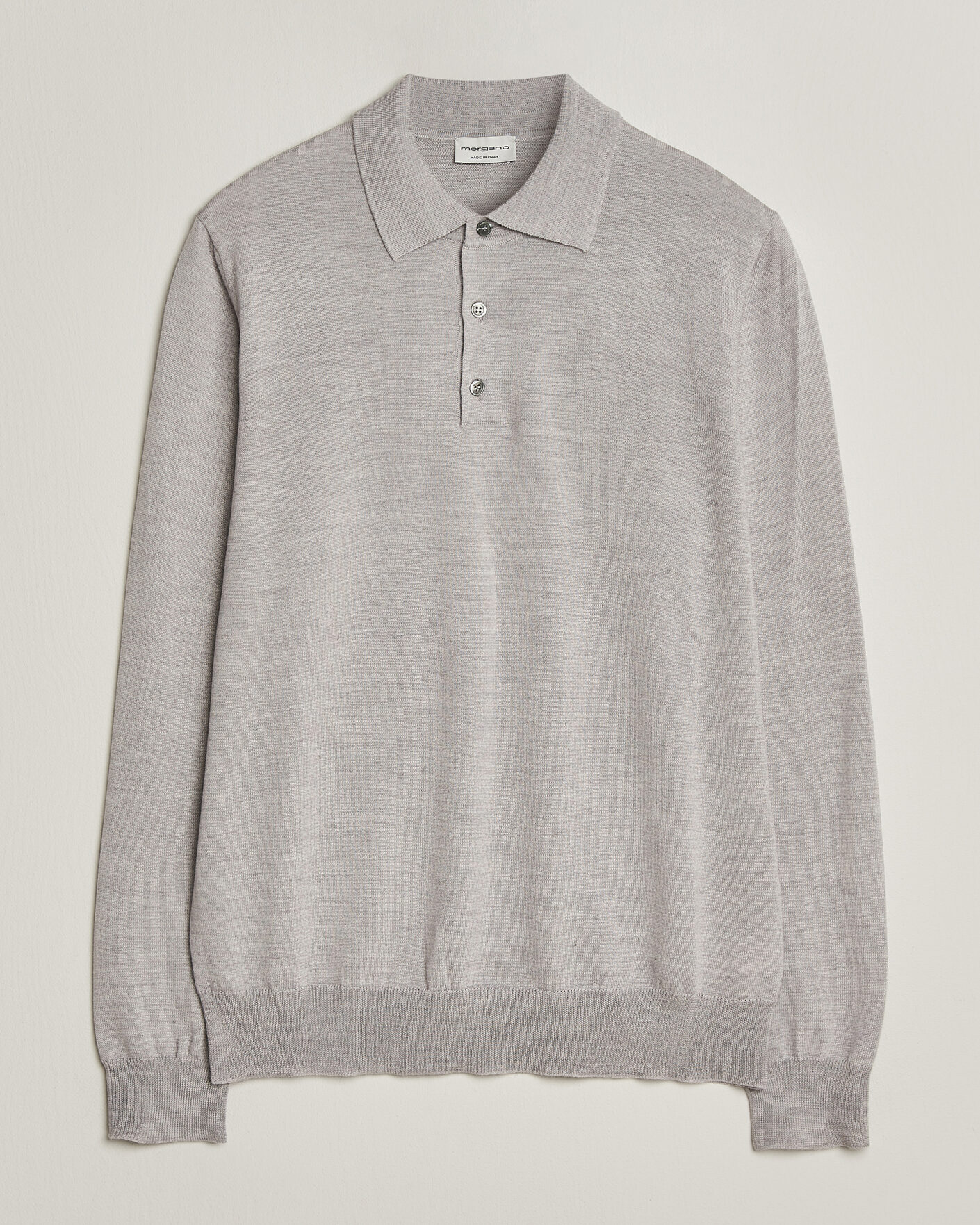 Men | Sweaters & Knitwear | Morgano | Extra Fine Merino Wool Polo Light Grey