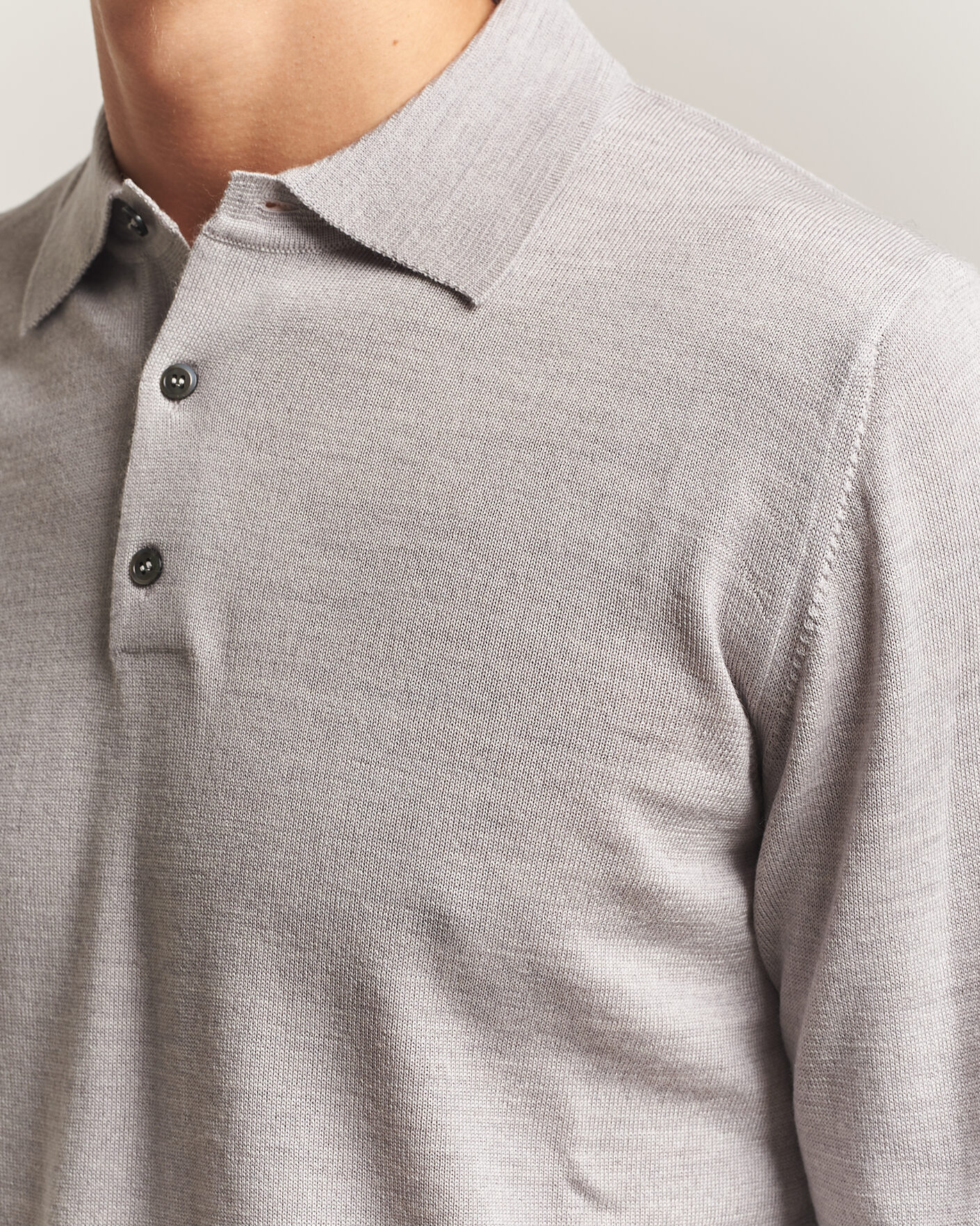 Men | Sweaters & Knitwear | Morgano | Extra Fine Merino Wool Polo Light Grey