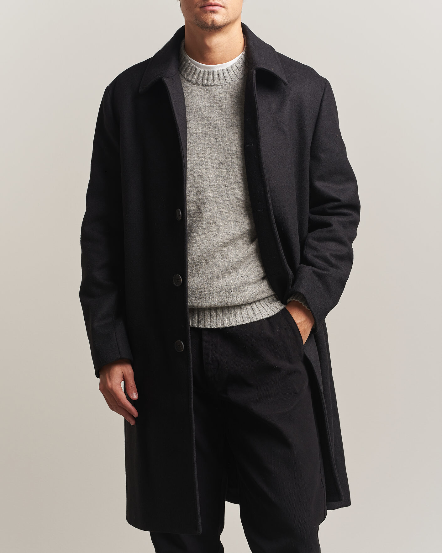 Men | Coats & Jackets | A Day's March | Shamrock Wool Car Coat Black