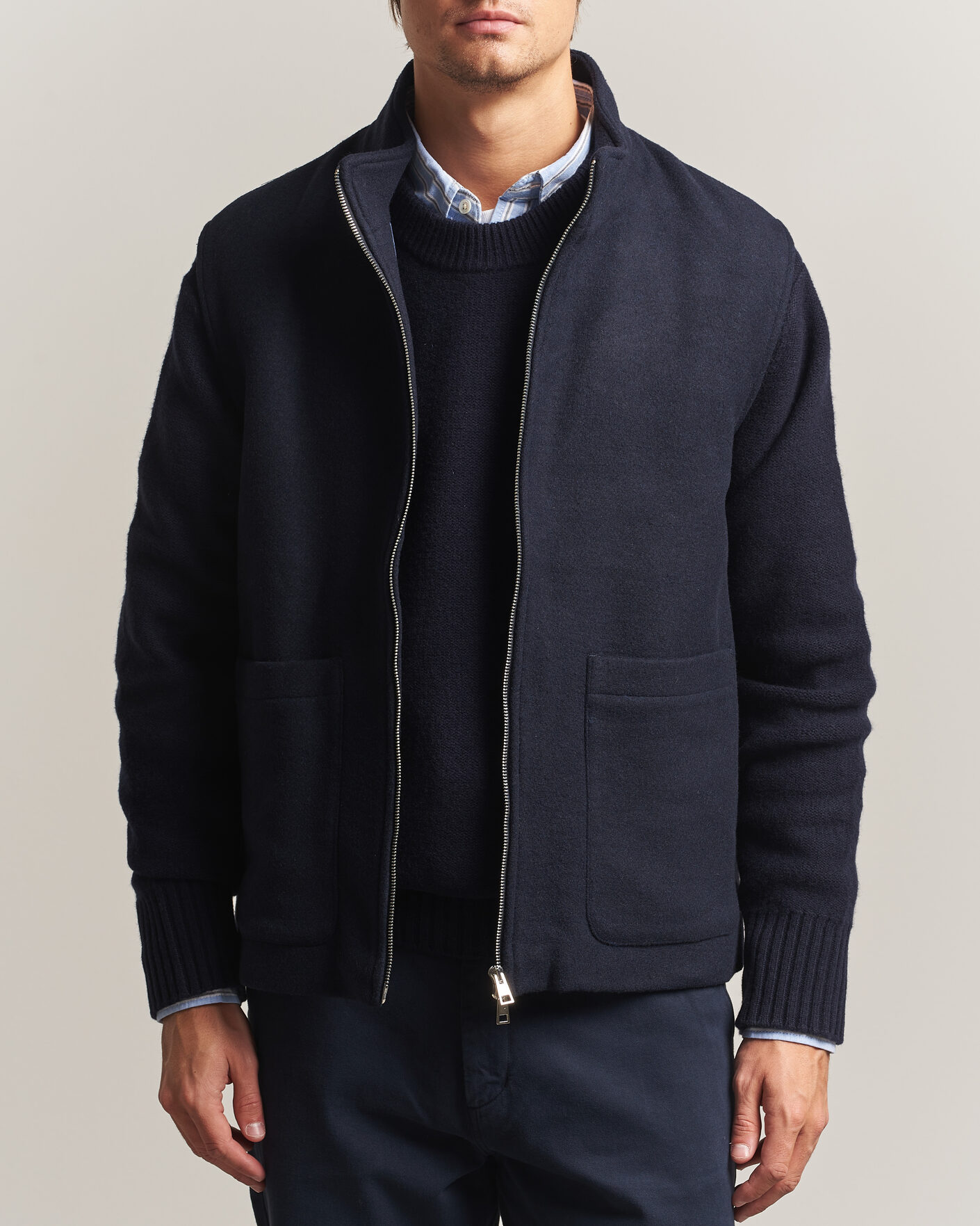 Men | Gilets | A Day's March | Canora Lined Wool Vest Navy