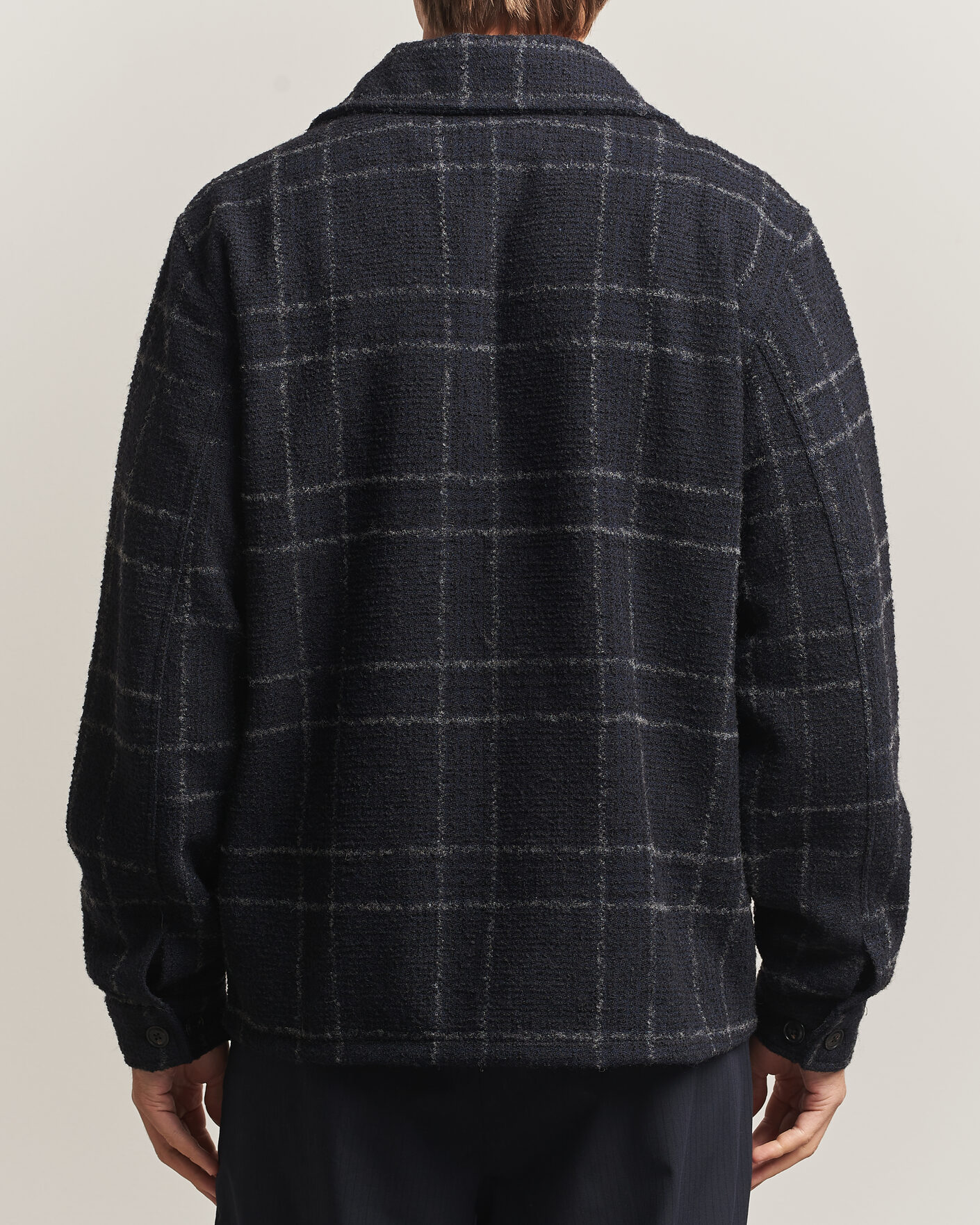 Men | Shirts | A Day's March | Algot Wool Checked Overshirt Navy