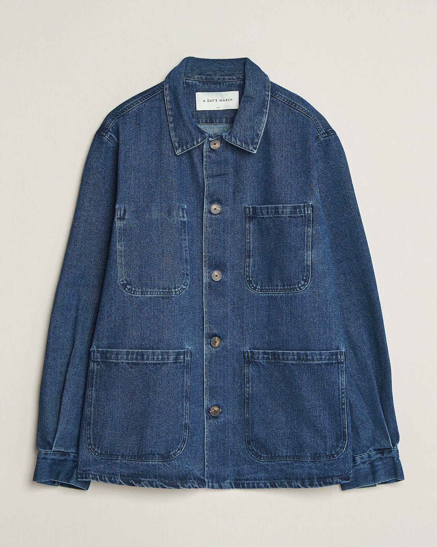 Men | Shirts | A Day's March | Algot Denim Overshirt Dark Blue Wash