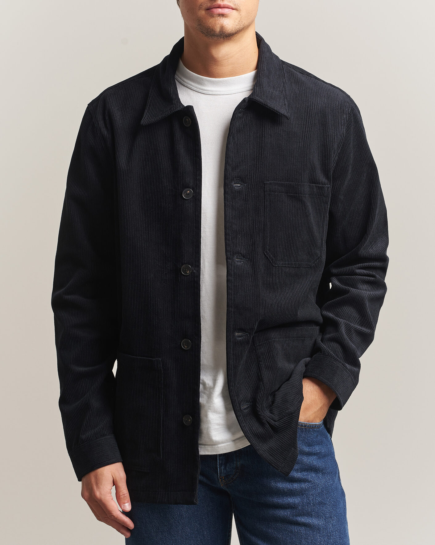 Men | Shirts | A Day's March | Original Corduroy Overshirt Black