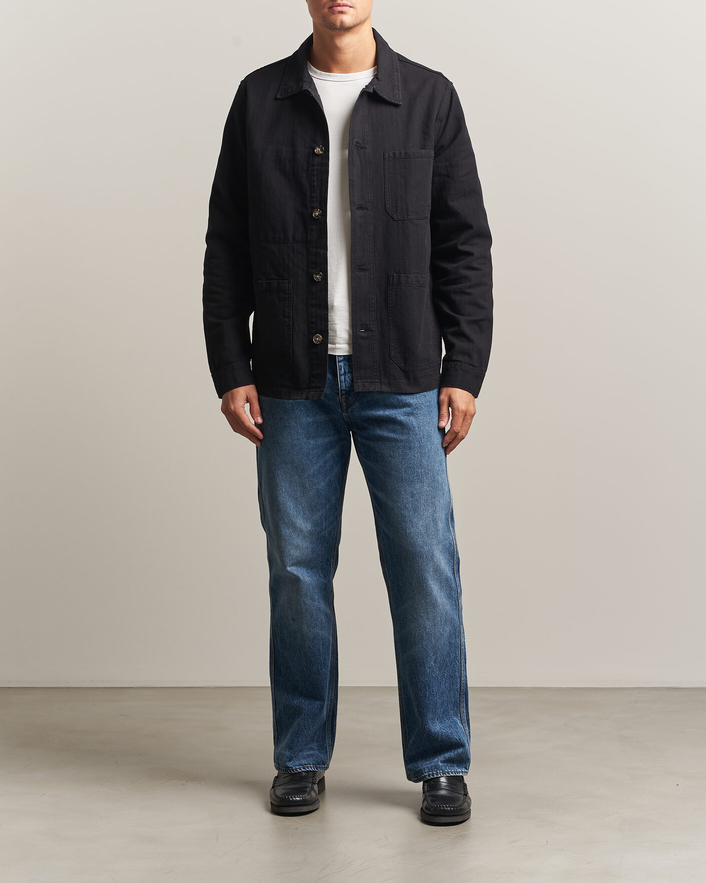 Men | Shirts | A Day's March | Original Herringbone Overshirt Black