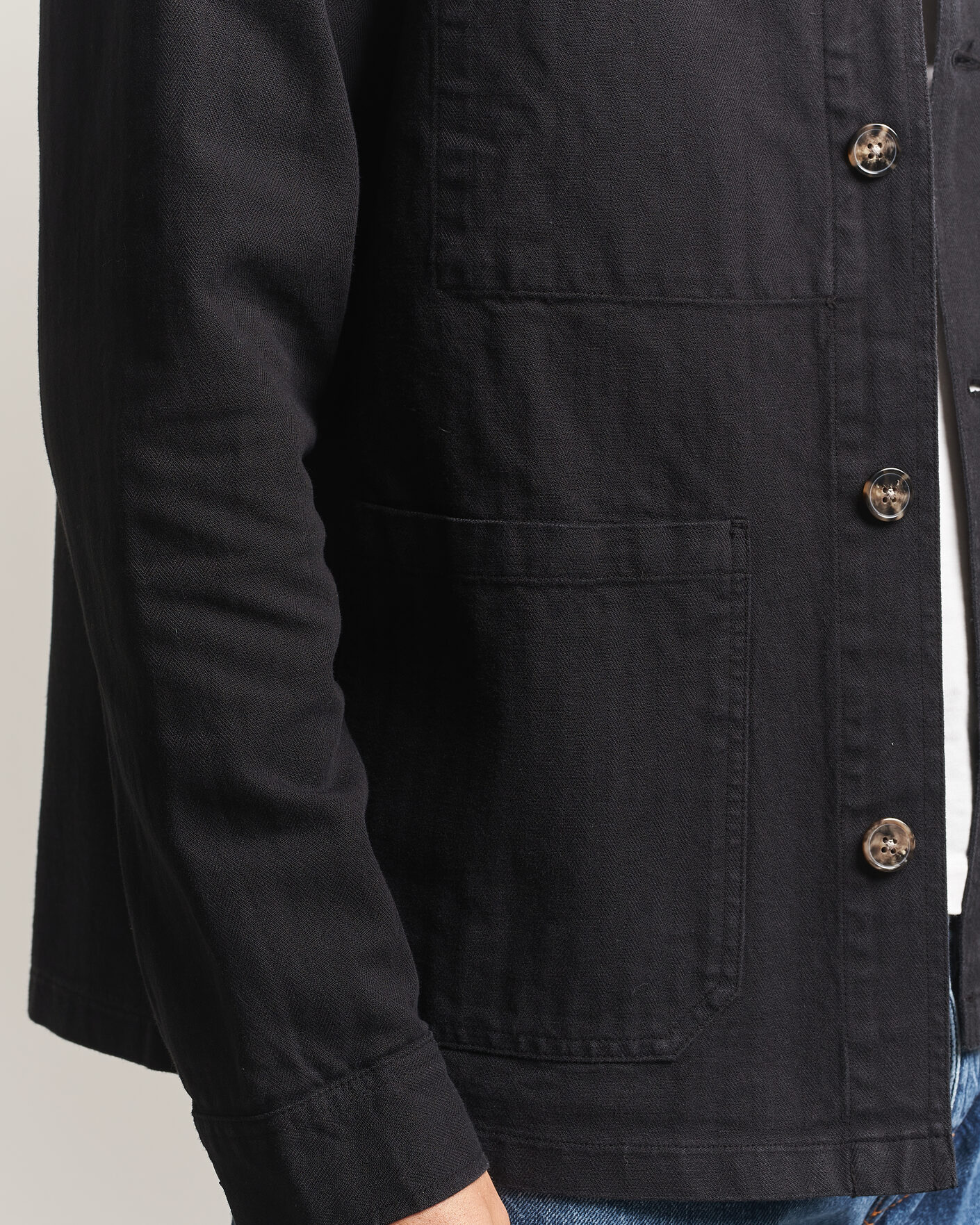 Men | Shirts | A Day's March | Original Herringbone Overshirt Black