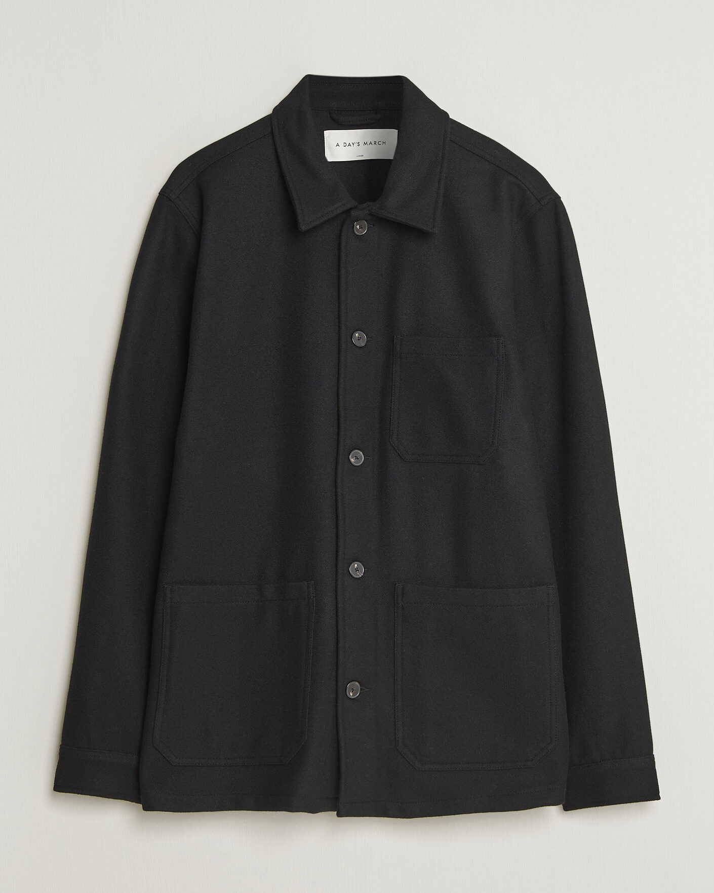 Men | Shirts | A Day's March | Original Wool Overshirt Black