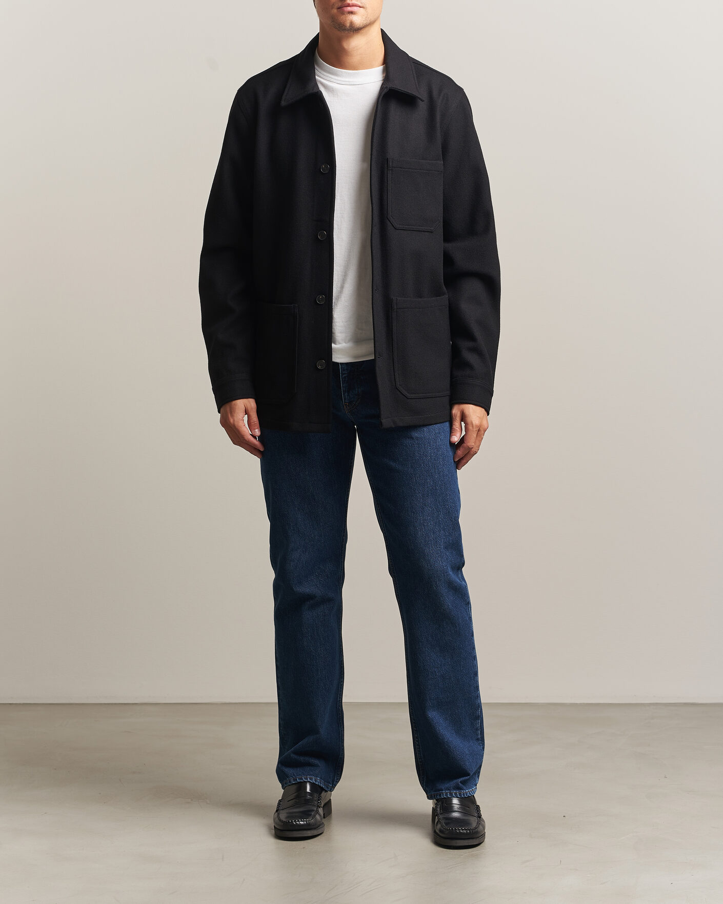 Men | Shirts | A Day's March | Original Wool Overshirt Black