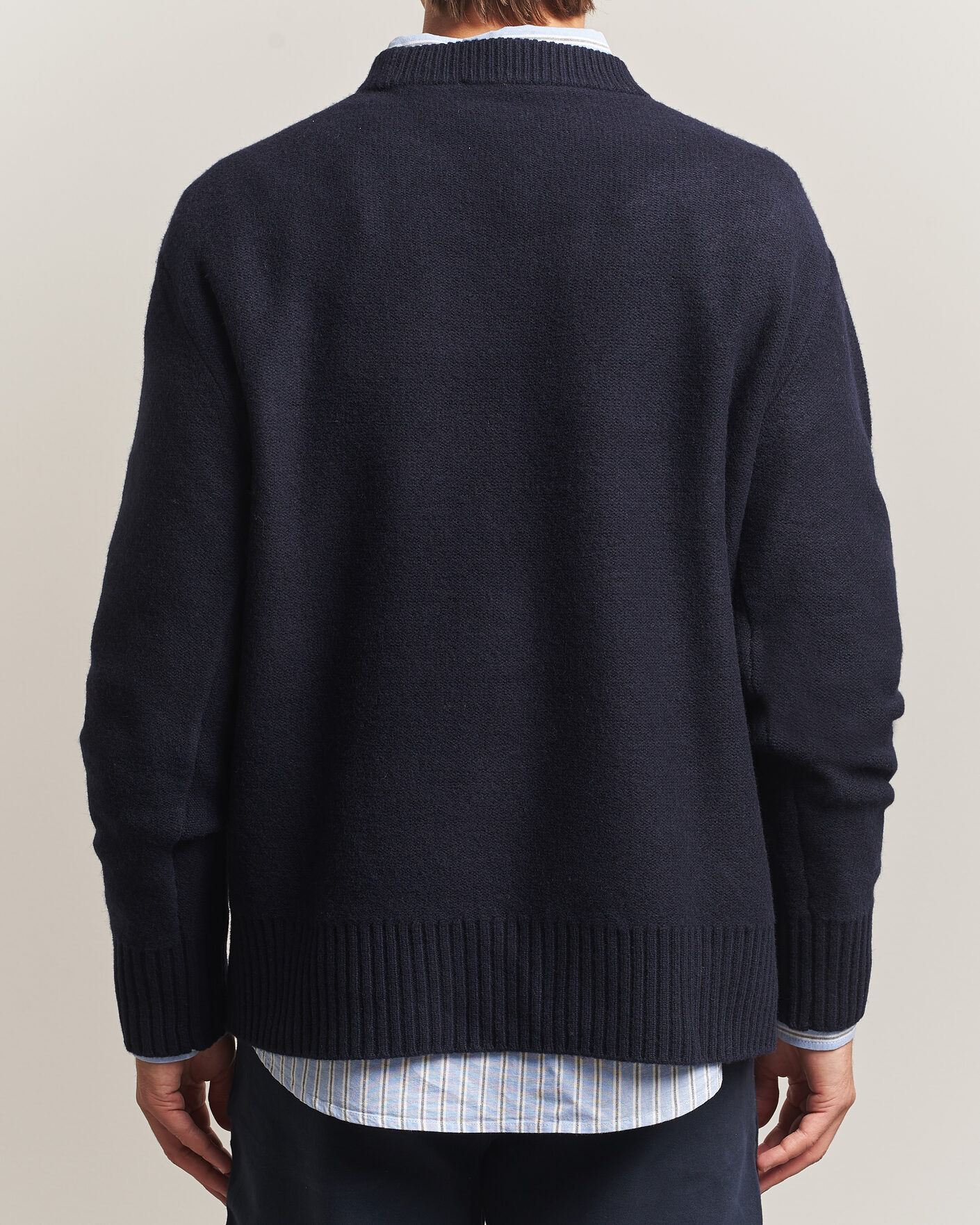 Men | Sweaters & Knitwear | A Day's March | Tietar Boiled Merino Sweater Navy