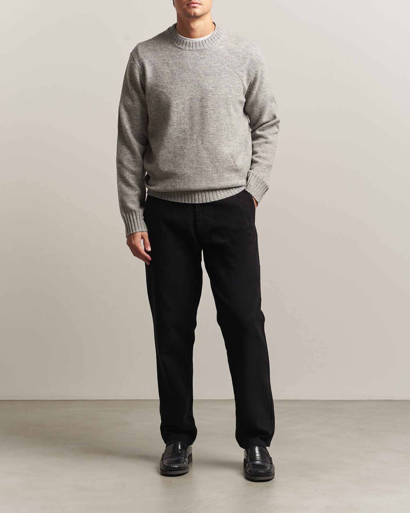 Men | Sweaters & Knitwear | A Day's March | Marlow Lambswool Sweater Grey Melange