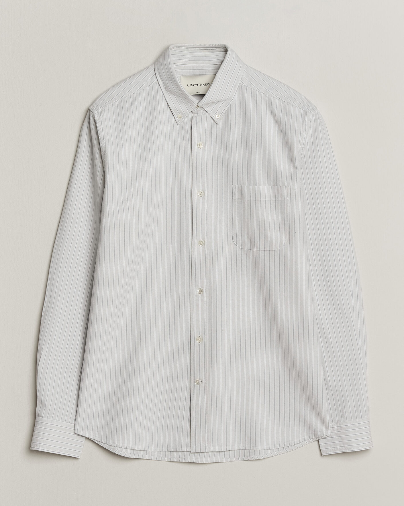 Men | Shirts | A Day's March | Classic Flag Striped Oxford Shirt Grey/White