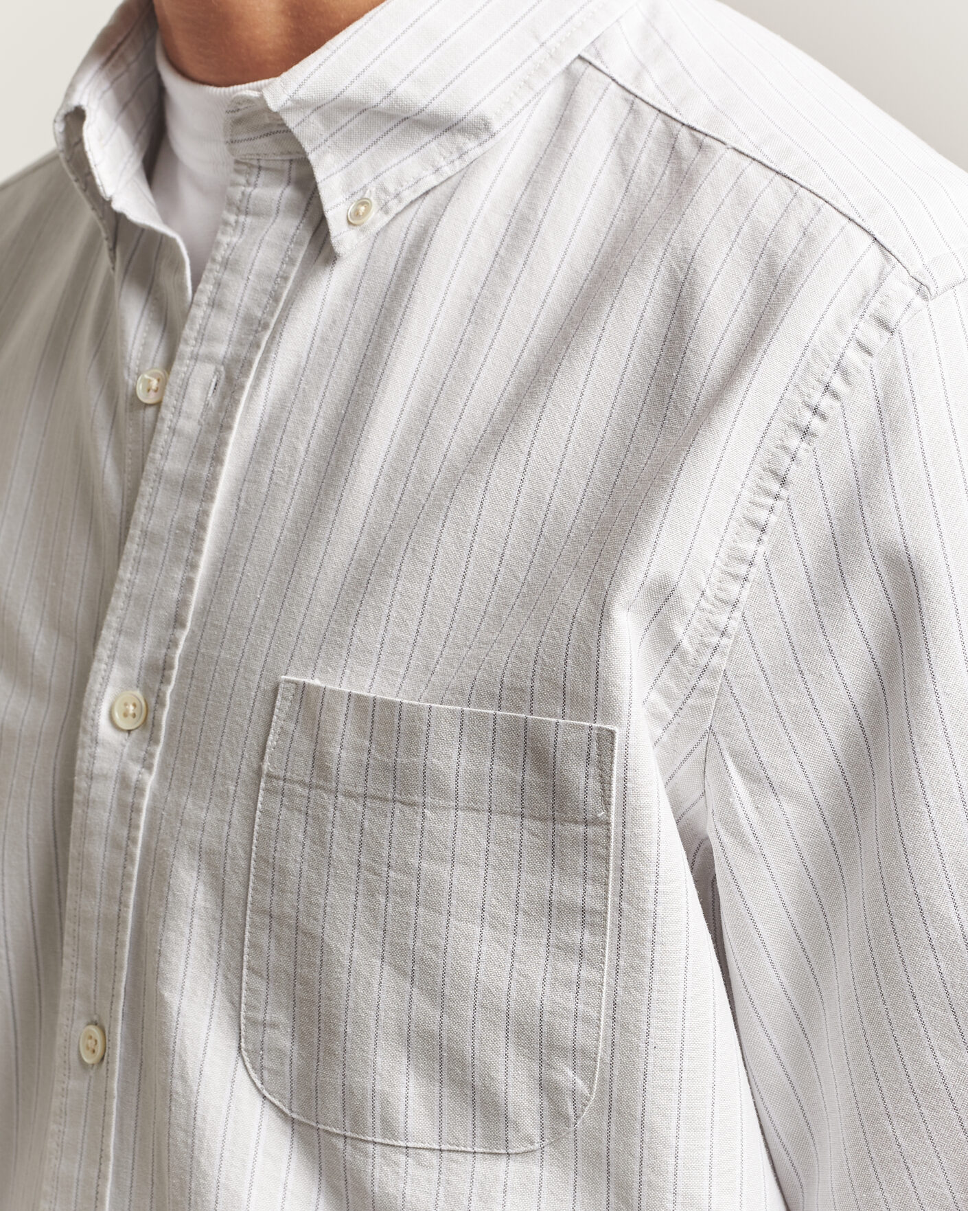 Men | Shirts | A Day's March | Classic Flag Striped Oxford Shirt Grey/White