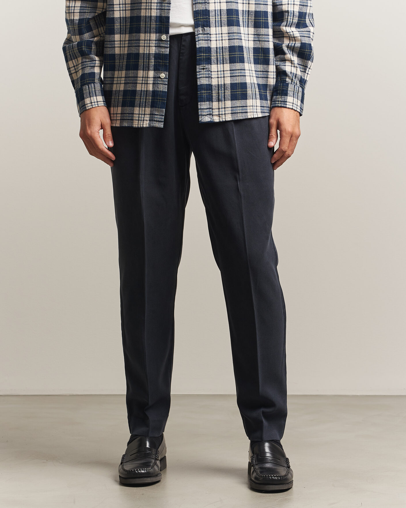 Men | Trousers | A Day's March | Smart Lyocell Trousers Navy