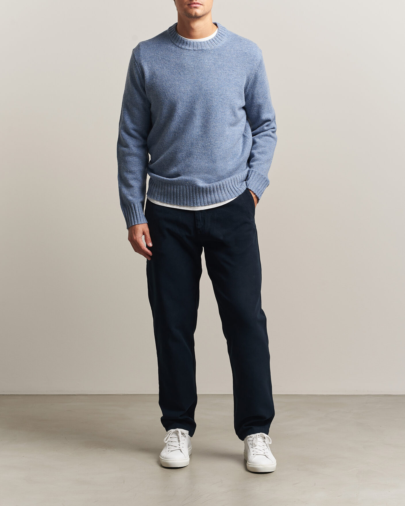 Men | Trousers | A Day's March | Miller Cotton/Lyocell Trousers Navy