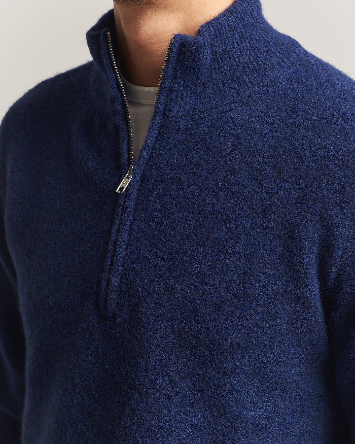 Men | Sweaters & Knitwear | Filippa K | Andrew Yak Knitted Half Zip Deep Blue