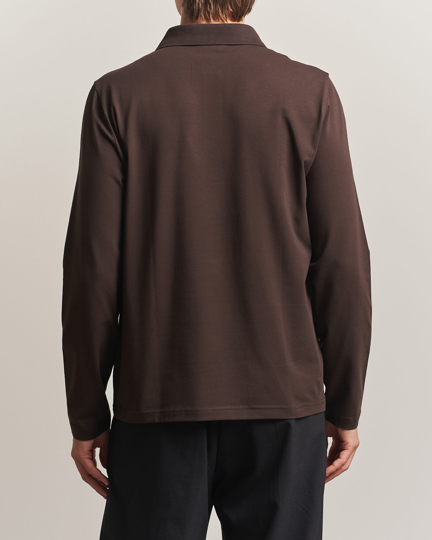 Men | Polo Shirts | Filippa K | Luke Lycra Polo Shirt Dark Chocolate