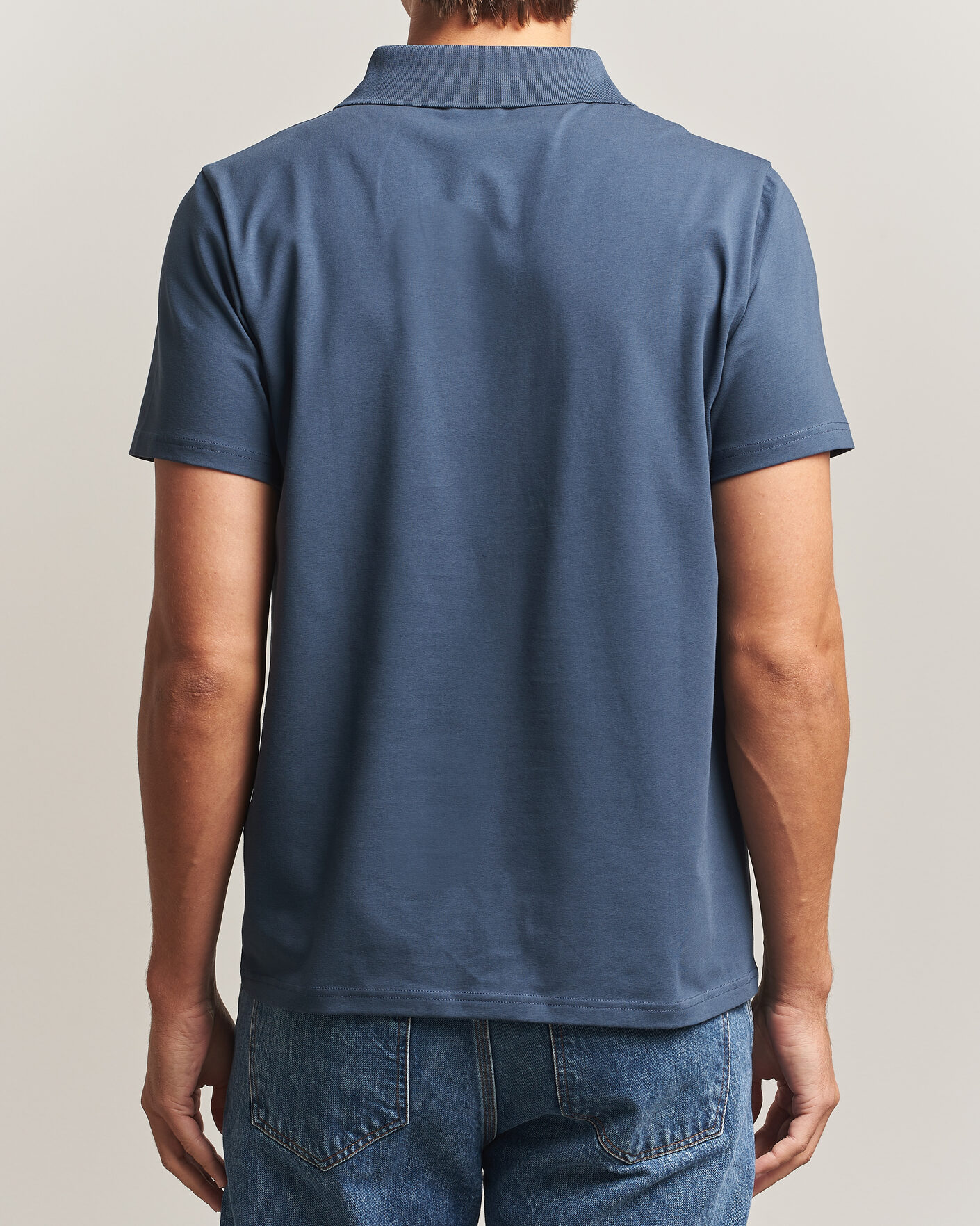 Men | Polo Shirts | Filippa K | Soft Lycra Polo T-Shirt Stone Blue