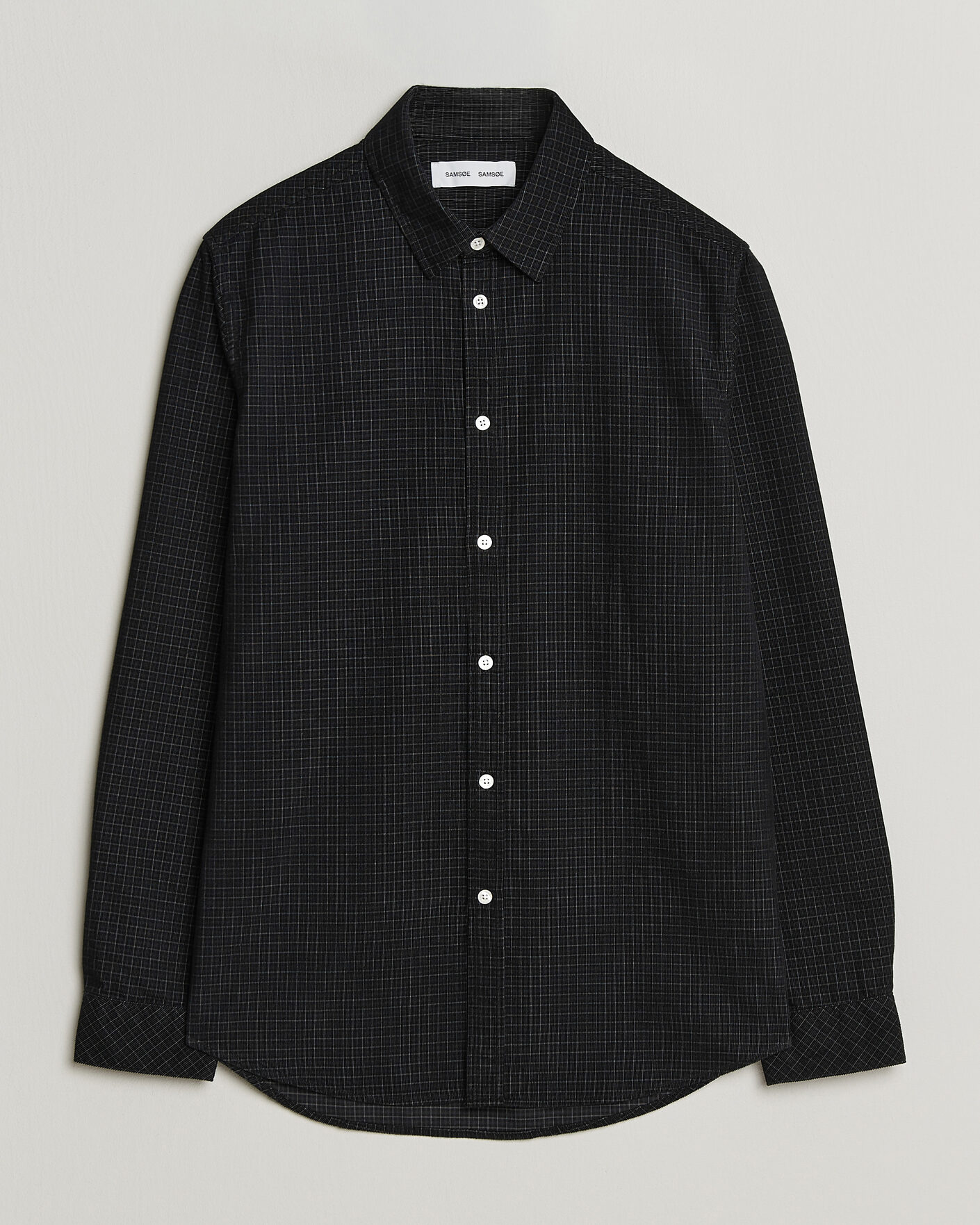 Men | Shirts | Samsøe Samsøe | Liam Baby Cord Checked Shirt Black