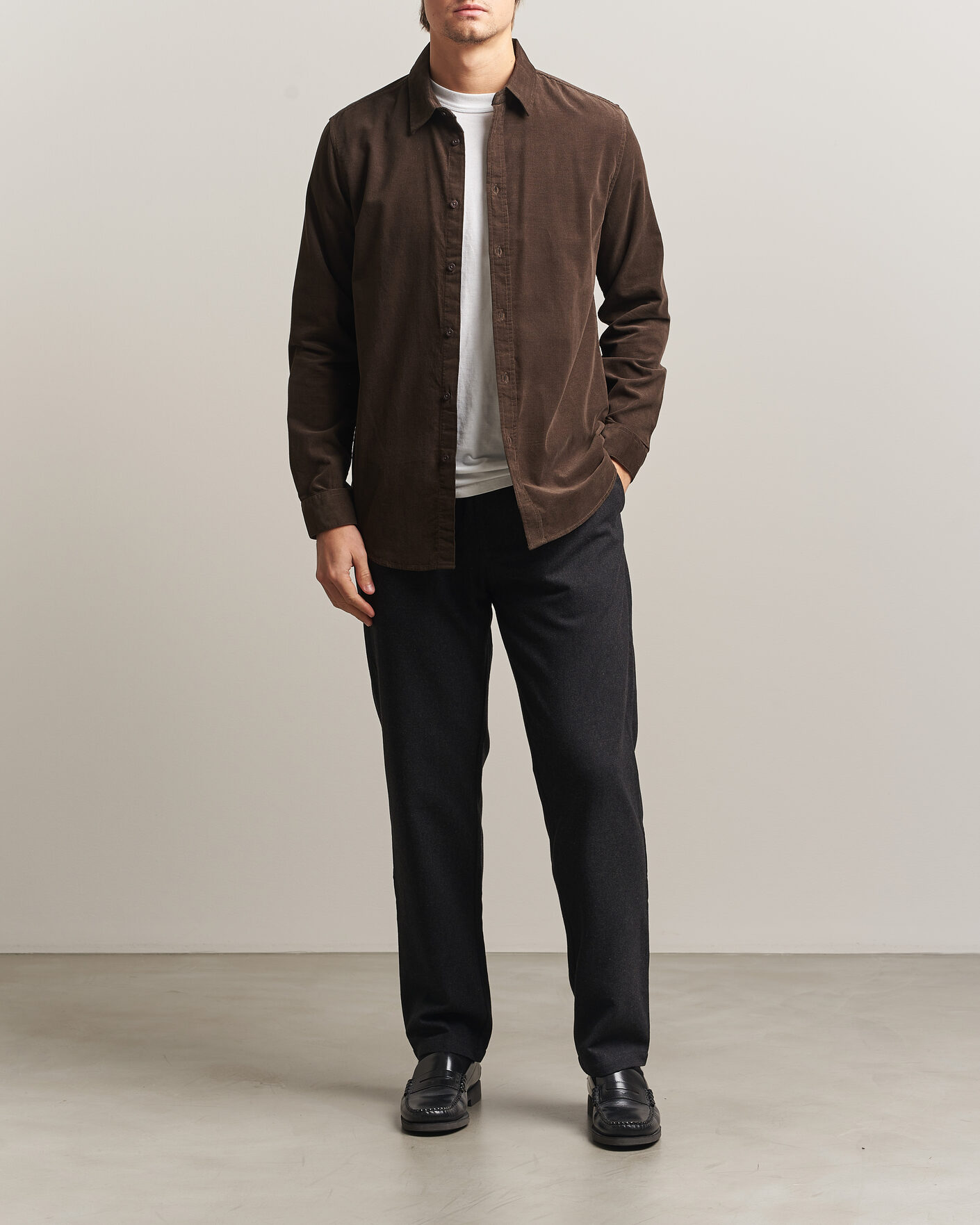 Men | Trousers | Samsøe Samsøe | Bertil Flannel Drawstring Trousers Black Melange
