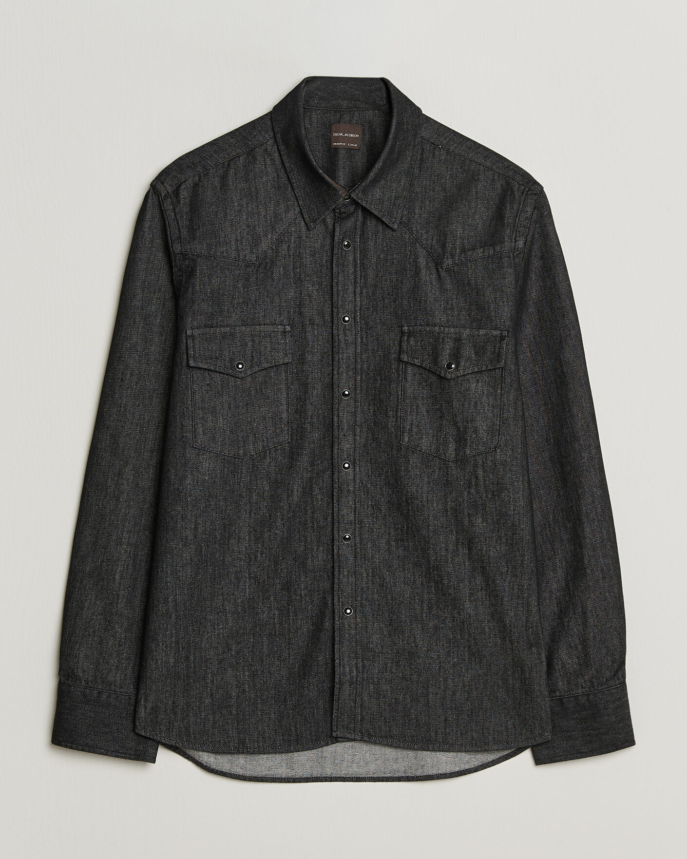 Men | Shirts | Oscar Jacobson | Straight Fit Western Shirt Dark Grey