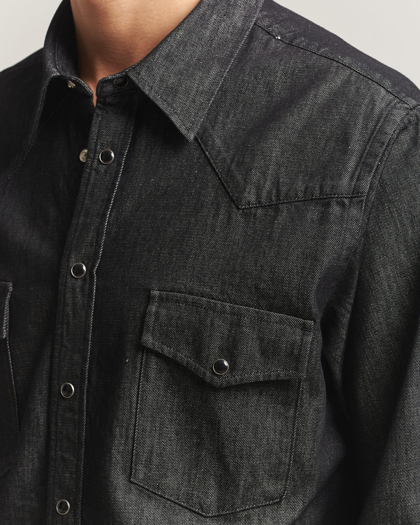 Men | Shirts | Oscar Jacobson | Straight Fit Western Shirt Dark Grey