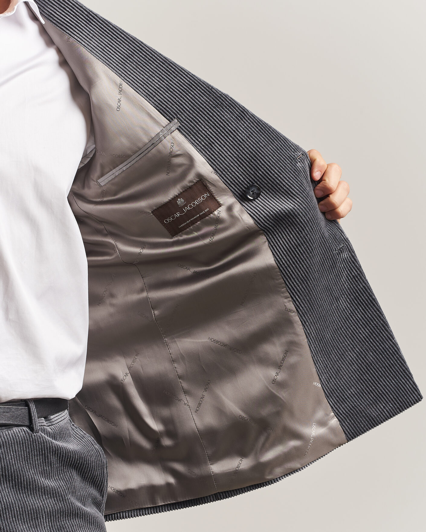Men | Blazers | Oscar Jacobson | Farris Corduroy Blazer Grey