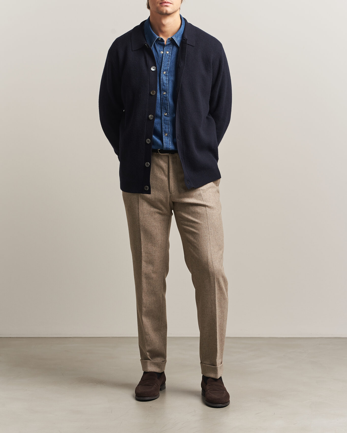 Men | Sweaters & Knitwear | Oscar Jacobson | Federico Wool/Cashmere Cardigan Navy