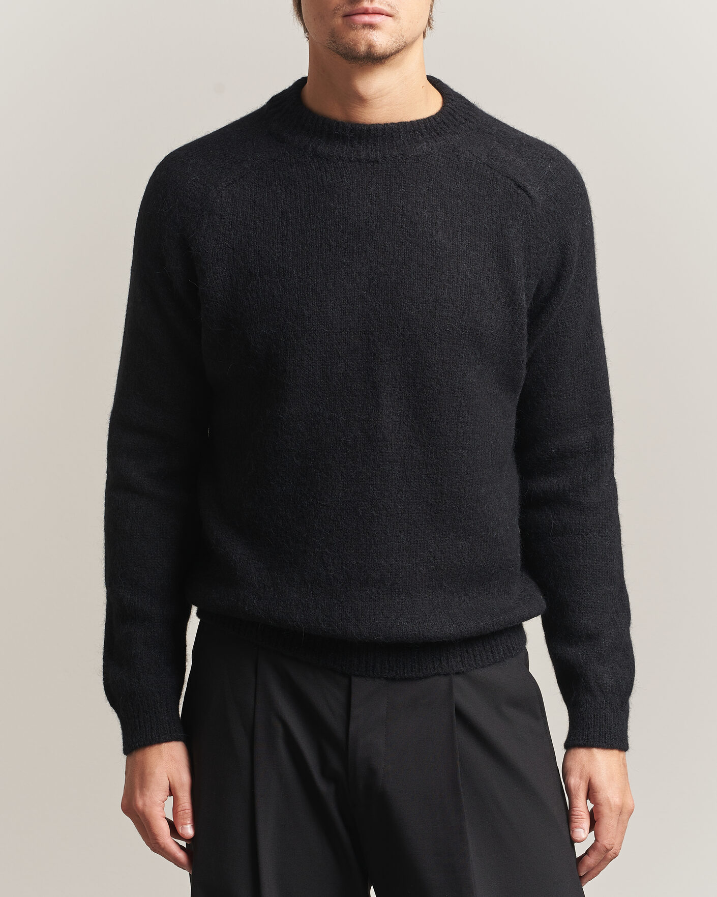 Men | Sweaters & Knitwear | Oscar Jacobson | Andie Alpacka/Merino Knitted Sweater Black
