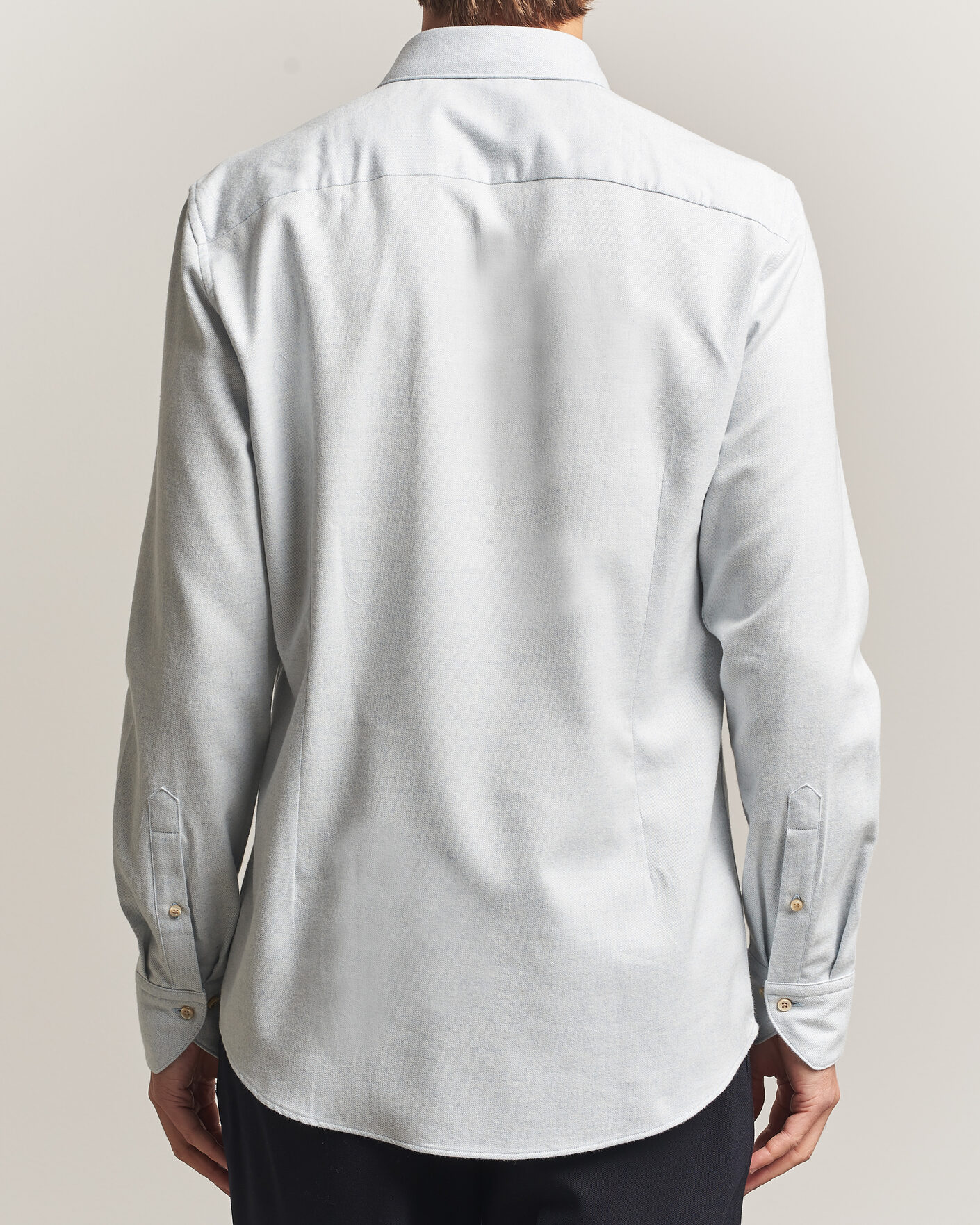 Men | Shirts | Stenströms | Slimline Flannel Shirt Light Blue