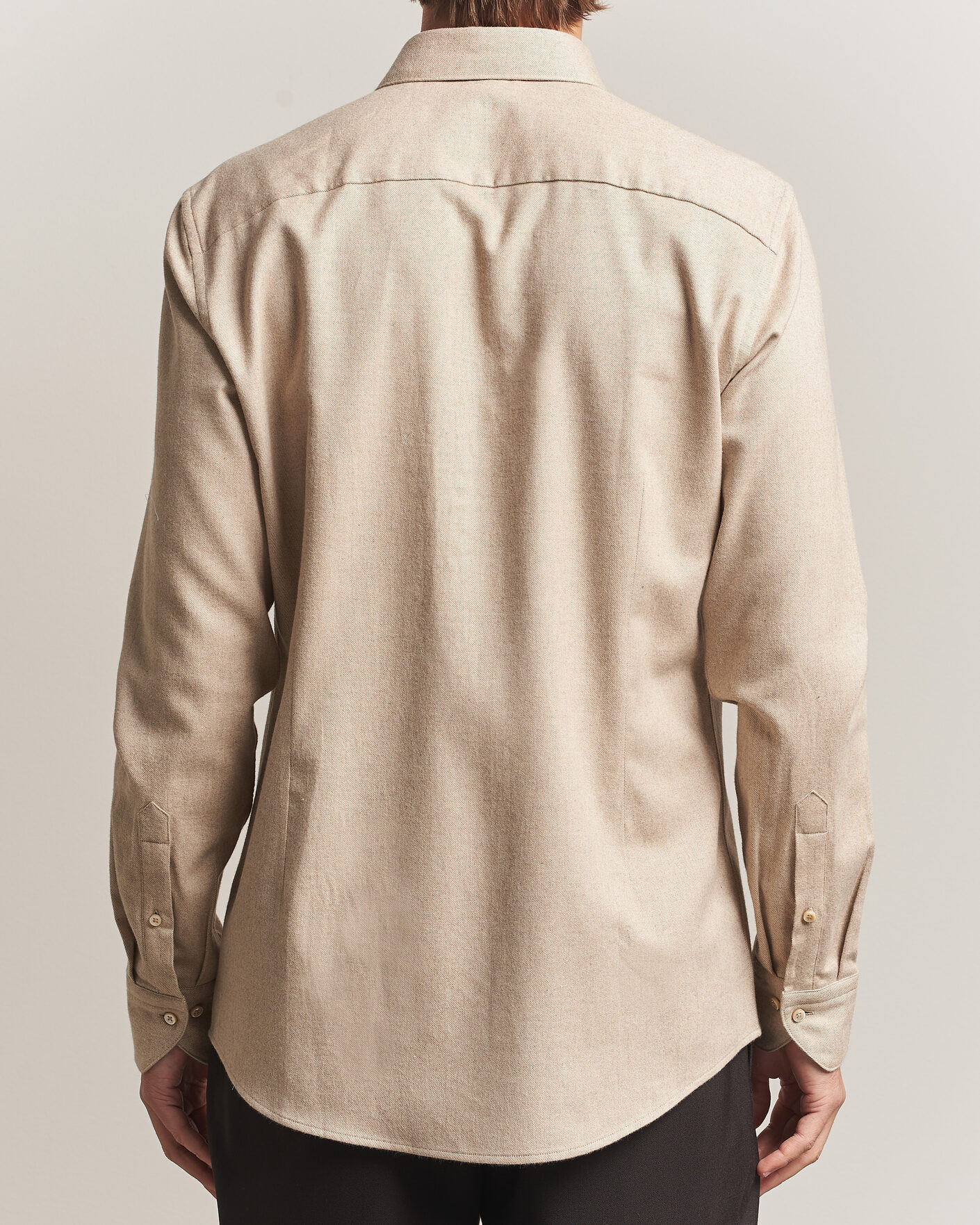Men | Shirts | Stenströms | Slimline Flannel Shirt Beige