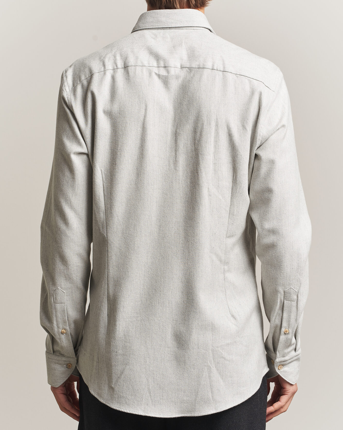 Men | Shirts | Stenströms | Slimline Flannel Shirt Light Grey
