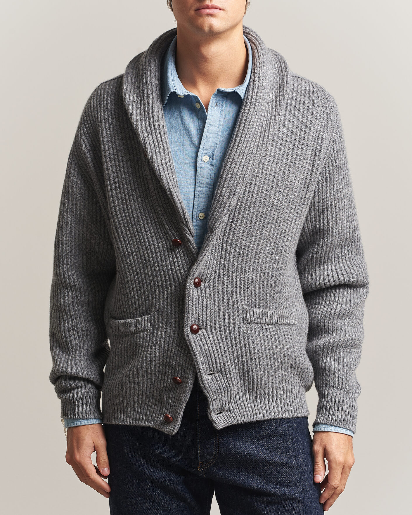 RRL Eagle Patch Shawl Cardigan Navy at CareOfCarl.com