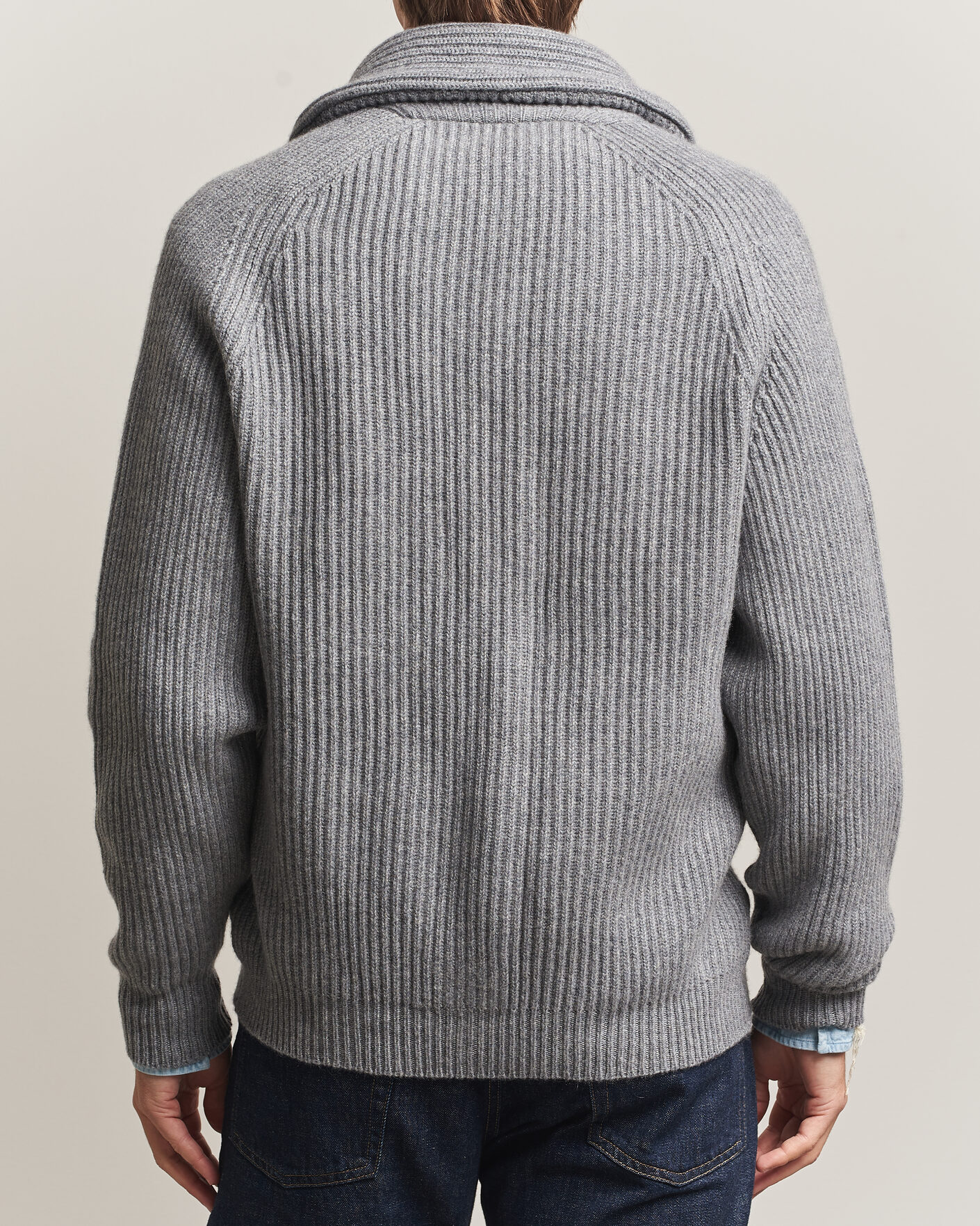 Men | Sweaters & Knitwear | William Lockie | Windsor Cashmere Shawl Cardigan Flannel Grey