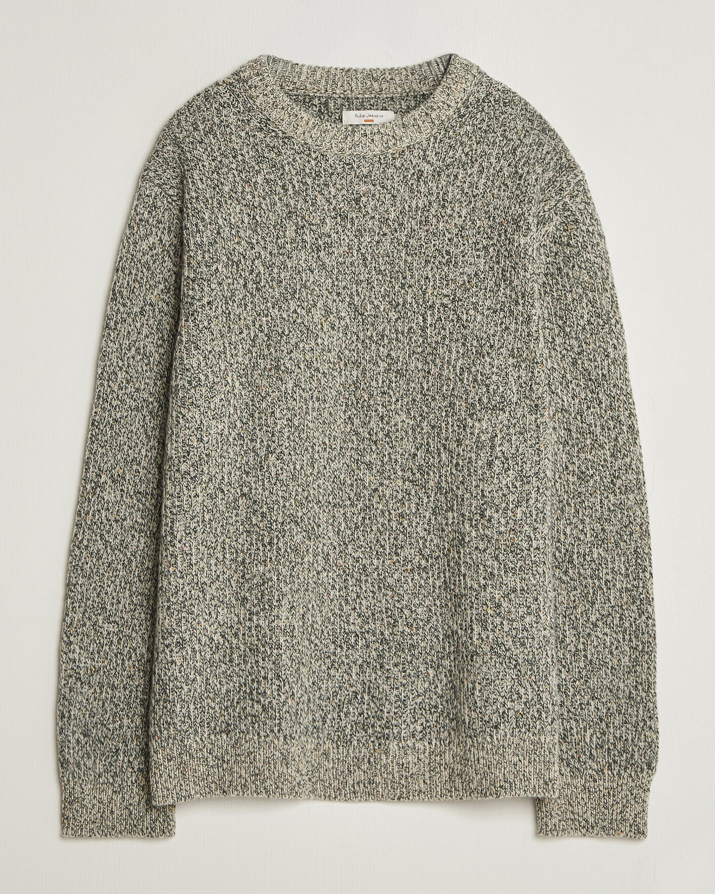 Men | Sweaters & Knitwear | Nudie Jeans | August Wool Rib Knitted Sweater Green Melange