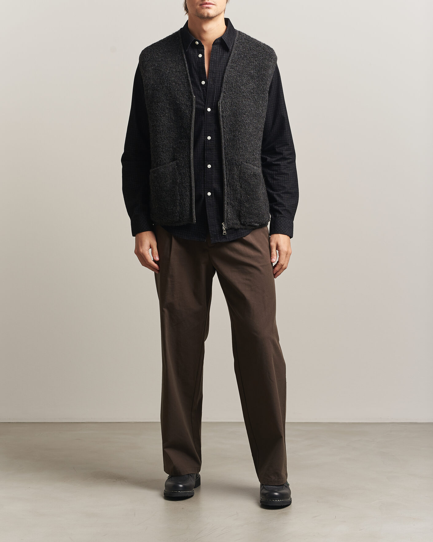 Men | Gilets | NN07 | Mads Wool Fleece Vest Antracite Melange