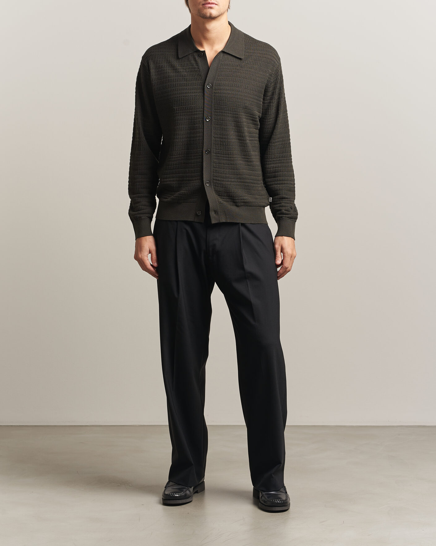 Men | Sweaters & Knitwear | NN07 | Nate Wool Knitted Cardigan Dark Army