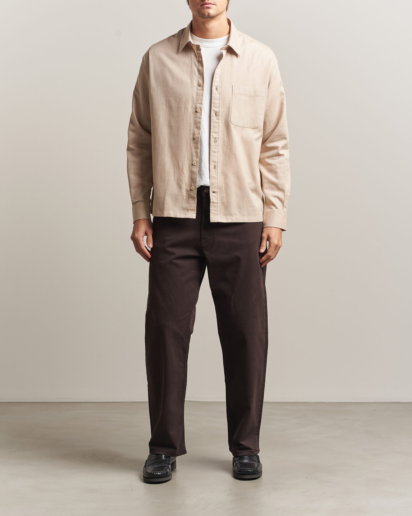 Men | Shirts | NN07 | Deon Brushed Light Flannel Shirt Desert Khaki