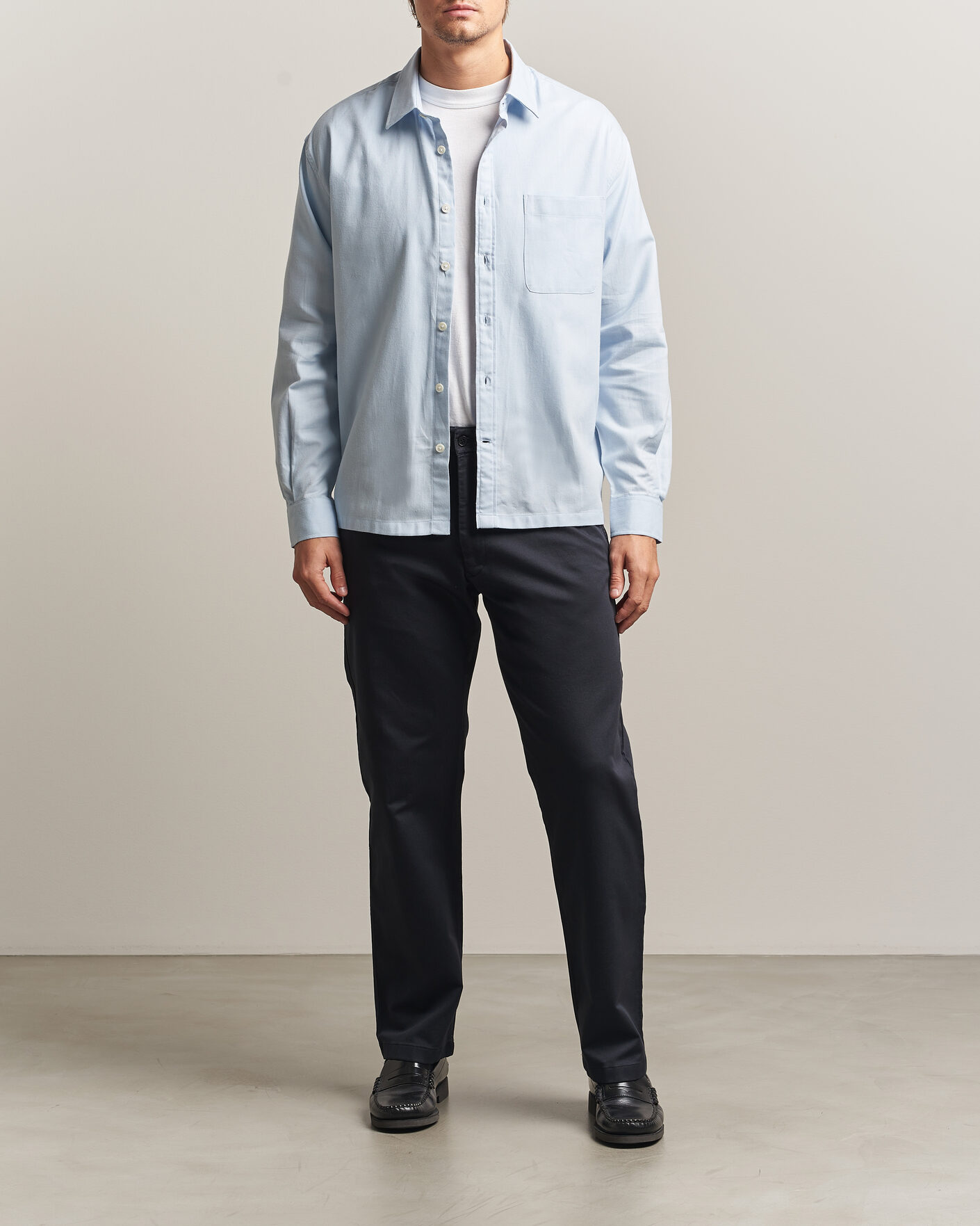 Men | Shirts | NN07 | Deon Brushed Light Flannel Shirt Sky Mist