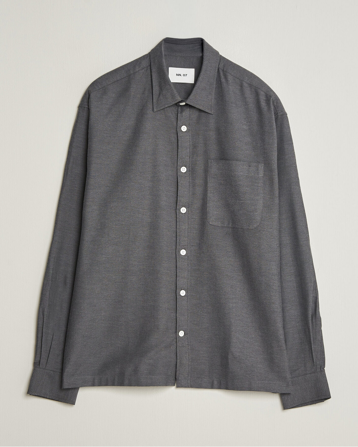 Men | Shirts | NN07 | Deon Brushed Light Flannel Shirt Dark Grey