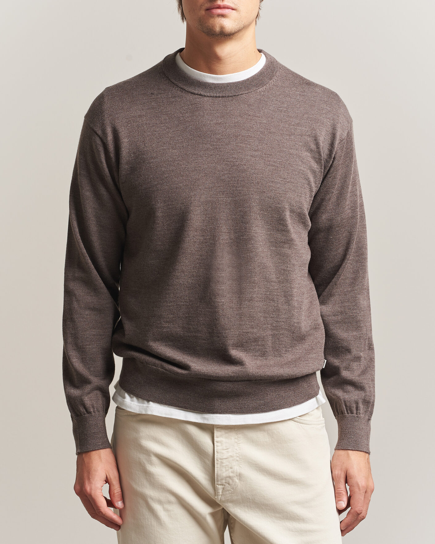 Men | Sweaters & Knitwear | NN07 | Nate Wool Knitted Crew Neck Mable Husk