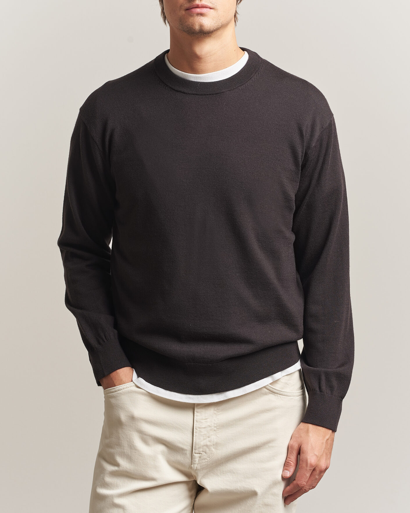 Men | Sweaters & Knitwear | NN07 | Nate Wool Knitted Crew Neck Deep Truffle