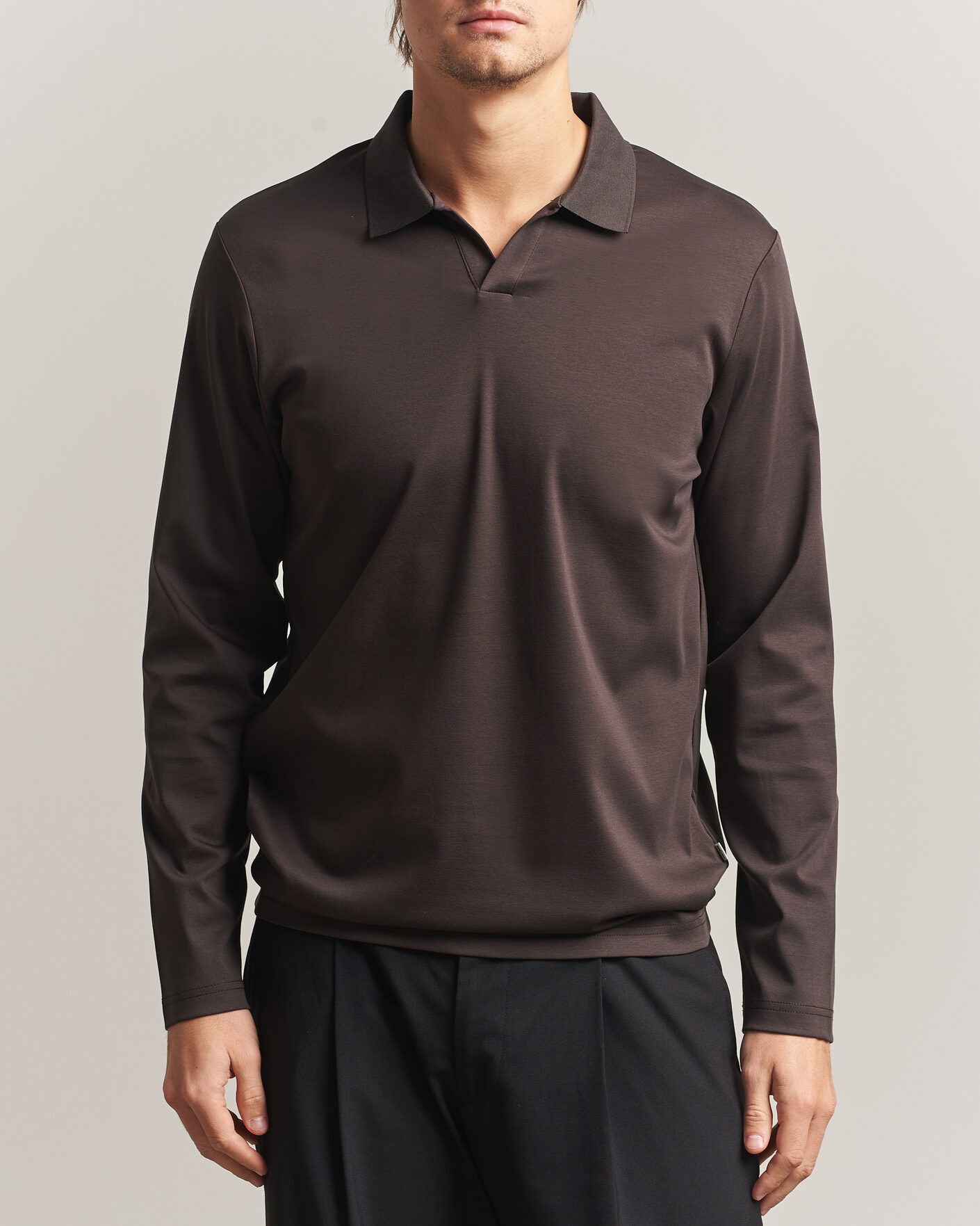 Men | Polo Shirts | NN07 | Paul Long Sleeve Polo Deep Truffle
