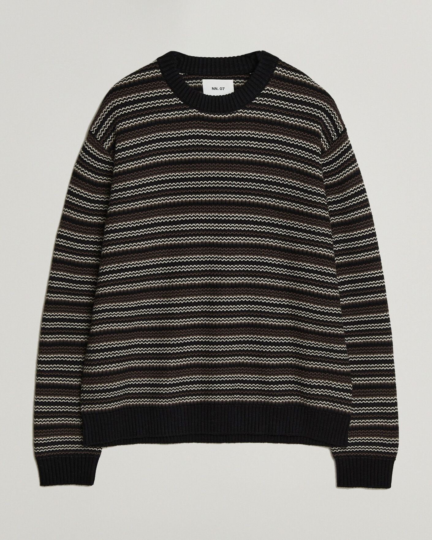 Men | Sweaters & Knitwear | NN07 | Russel Wool/Cotton Striped Sweater Black Multi